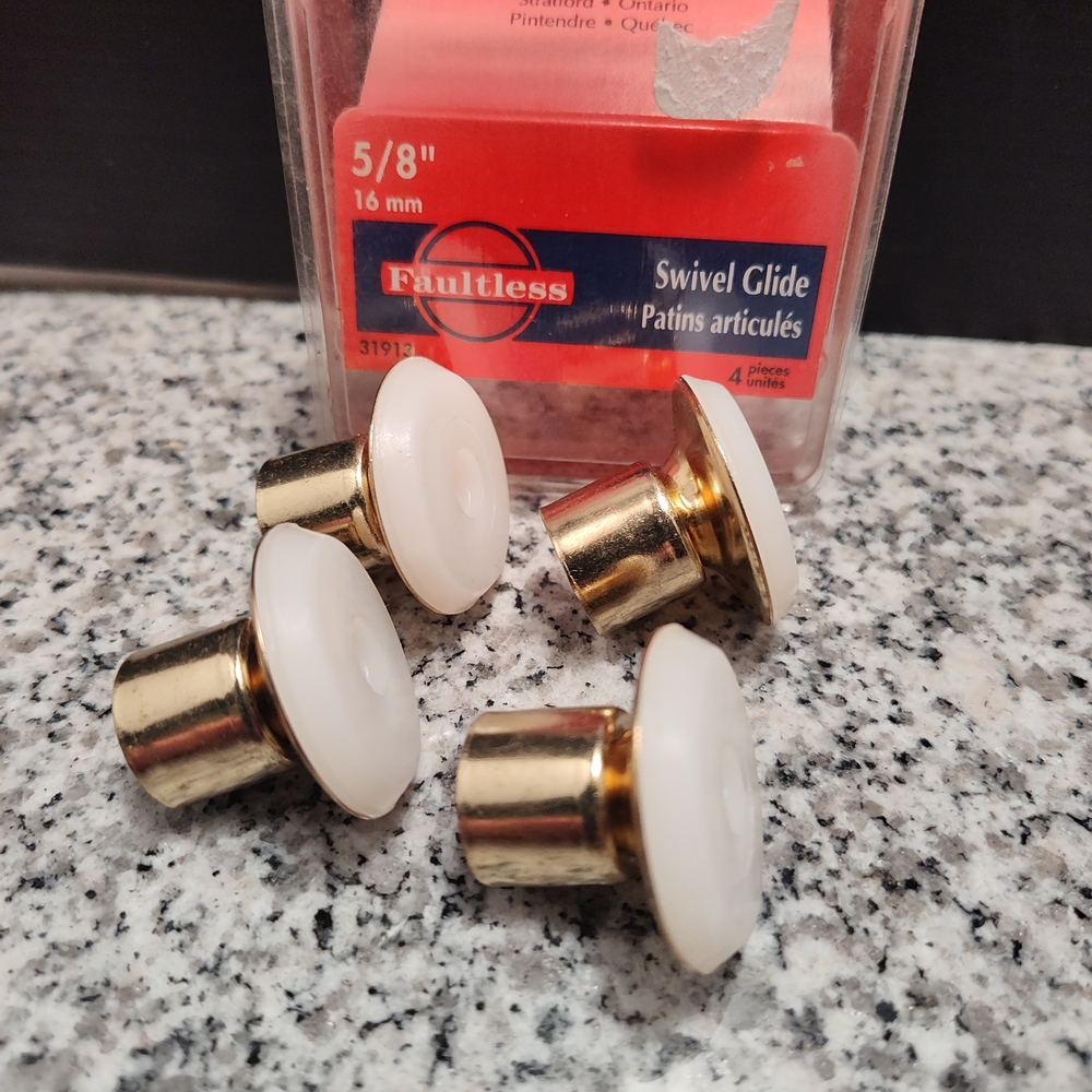 White and Gold Swivel Glide 5/8" (16 mm) - Pack of 4